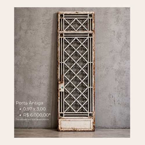 Porta Antiga de Ferro Trabalhado Vintage 0,97 x 3,00 m – Peça Original