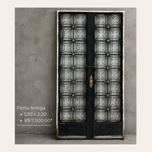Porta Antiga de Ferro Trabalhado Vintage 1,20 x 2,20 m – Peça Original