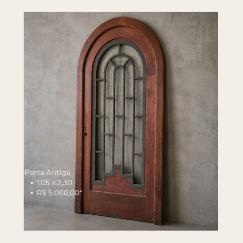 Porta Antiga em Madeira Cabreúva 1,05 x 2,30 m – Restaurada