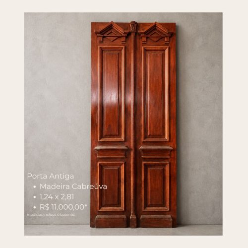 Porta Antiga em Madeira Cabreúva 1,24 x 2,81 m – Restaurada